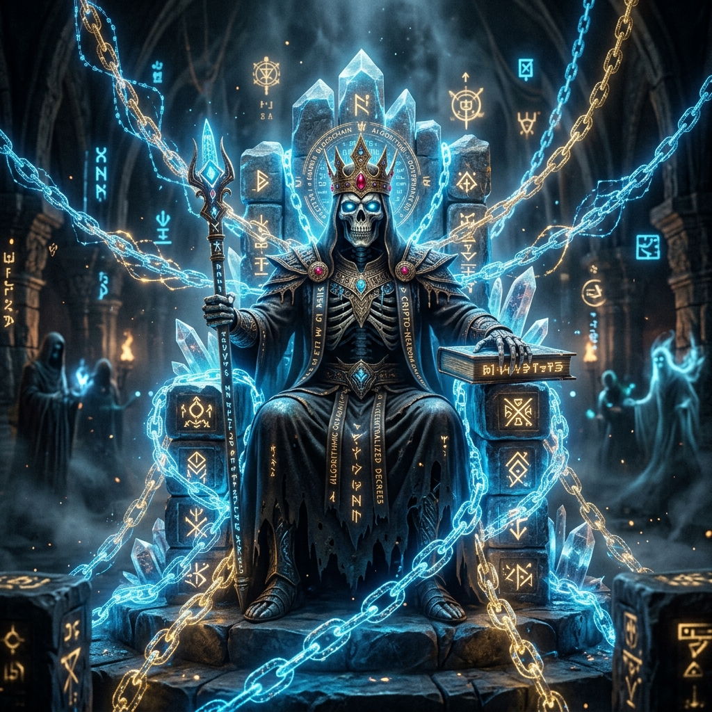 Cripto-Necromancia: Cadenas de Bloques (Blockchain), Contratos Inteligentes y Gobernanza Algorítmica como Ley Eterna