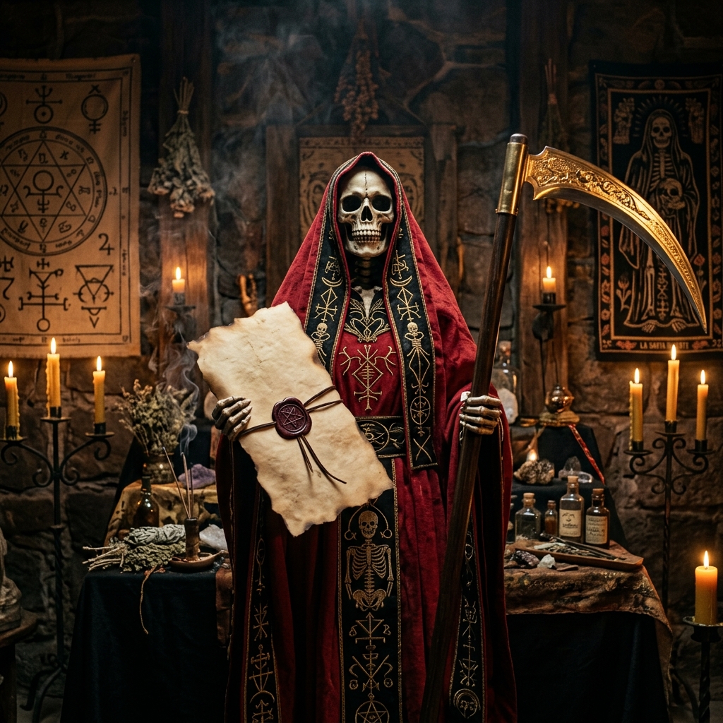El Culto a la Santa Muerte en la Alta Magia: Contratos Inquebrantables y Magia de Tierra Roja