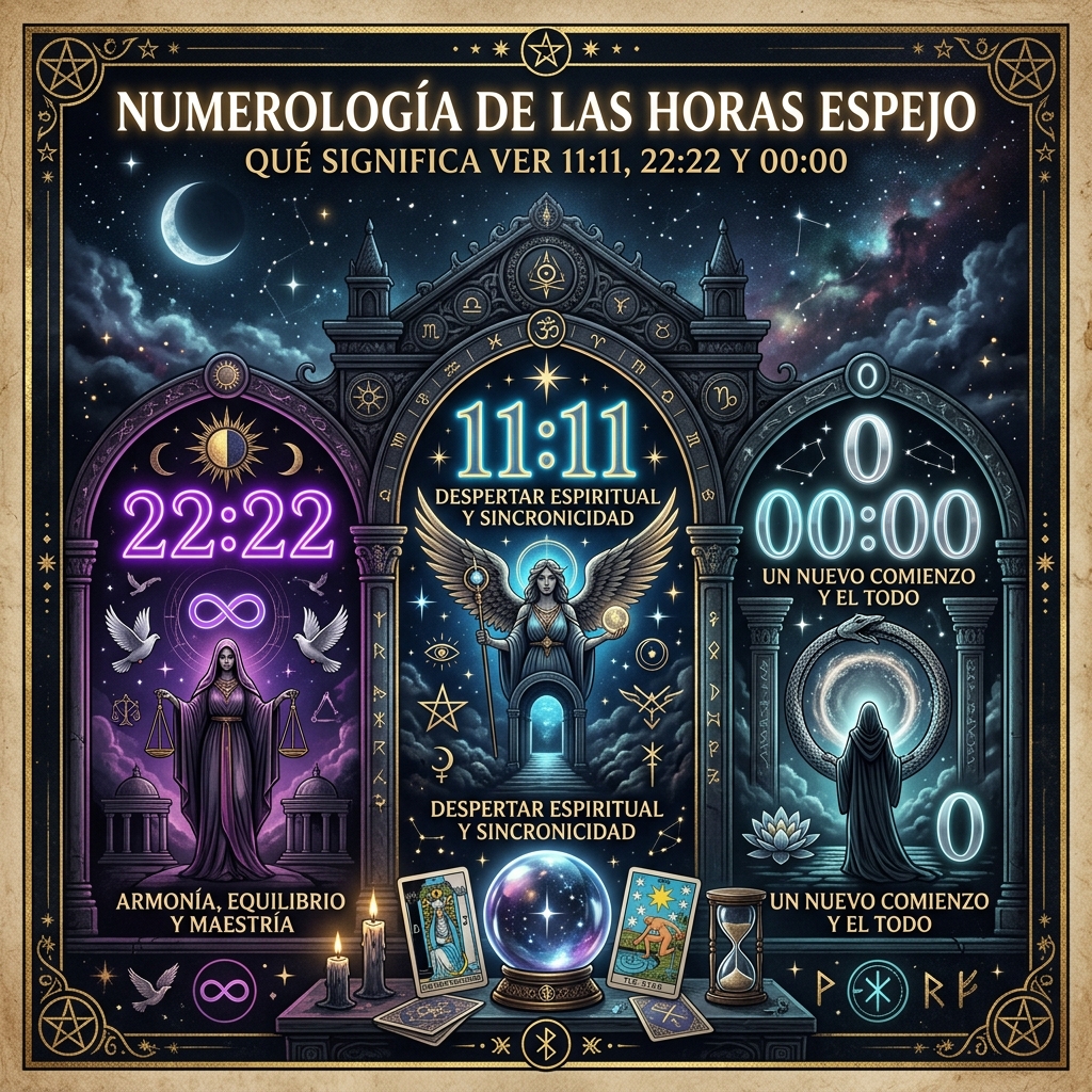 Numerología de las Horas Espejo: Qué Significa Ver 11:11, 22:22 y 00:00