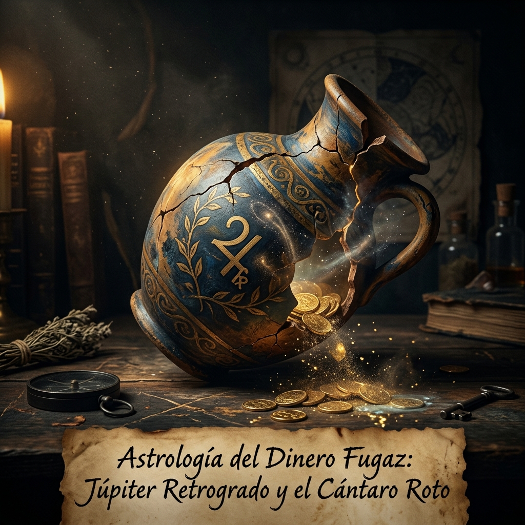 Astrología del Dinero Fugaz: Júpiter Retrogrado y el Cántaro Roto